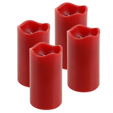 LED-Kerze 4er-Set mit Timer Kerzenlicht Advent Echtwachskerze Rot Ø 7 x 13 cm