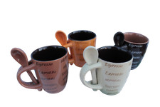 4 Espressotassen mit Löffel 7cm Moccatassen 8tlg. Keramik Kaffeetassen Espresso