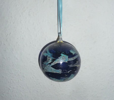 Glaskugel 8,5 cm blau Muster