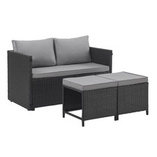 B-Ware SVITA ATHINA Sitzgruppe Outdoor Gartenmöbel Balkon-Set Polyrattan Schwarz