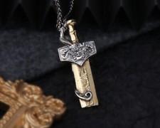 B37 Herren Anhänger gebrochenes Schwert 925 Sterlingsilber