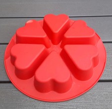 Tupperware Silikonform " Herz " Backform rot - 6 kleine Herzen Tupper 