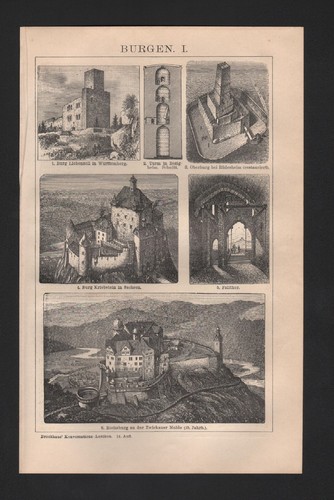 Lithografie 1898 burgen ii - 1898:, i/ii