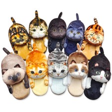Lustige Hausschuhe Katze Winter Plüsch Pantoffeln Wärme Unisex Fluffy Slippers