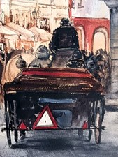 Original Aquarell Bild Häuser