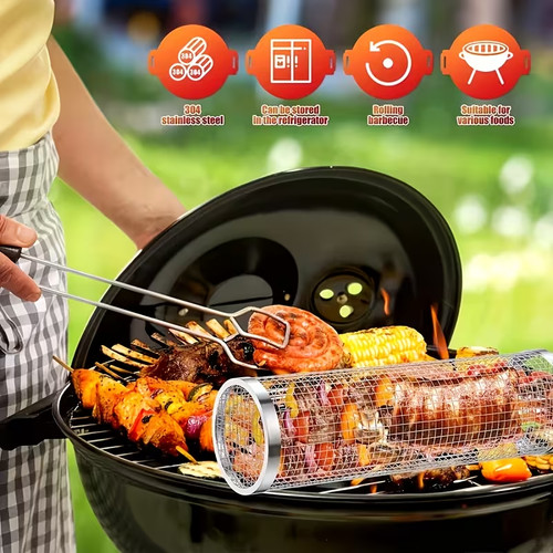 Edelstahl rollgrill rundkorb - rollgrill,