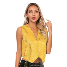 Damen pailletten weste - de,