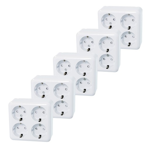 4fach aufputz steckdose - 5x, aufputz-steckdose