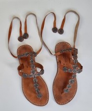 Laidback London handgefertigt Flip- Flops Sandalen Flach Perlen- kristall Gr. 36