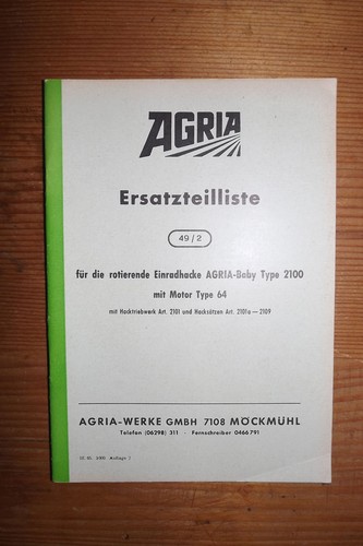 Agria 2100 baby nsu - agria,