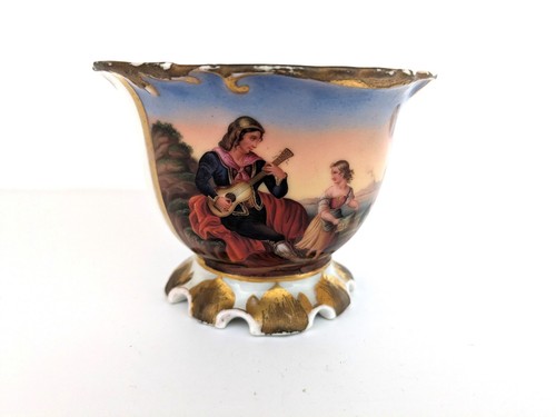 Antike tasse mit motiv - tasse, musiker