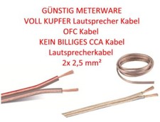 GÜNSTIG Meterware Zuschnitt AIV OFC Kupfer Boxen Lautsprecherkabel 2x2,5 mm² 