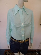 Nadelstreifen Bluse Hemd Spitzkragen NOS 70s OVP True Vintage alter Lagerbestand