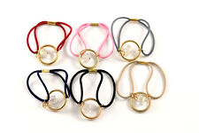 Haargummi Zopfhalter Haarband Glasperle Würfel Ring gold Haarschmuck A012