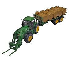 ? SIKU 3862 John Deere 6920 m. Frontlader & Rundballenanhänger 1:32 – komplett