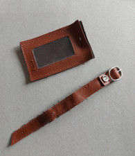 Alter Leder Kofferanhänger Leder Gepäckanhänger Namensschild Adressschild #02