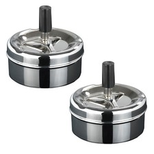 2x Drehaschenbecher Edelstahl