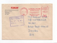 DDR Brief Absenderfreistempel Schwarzenberg 13.4,89 VEB Waschgerätewerk FORON