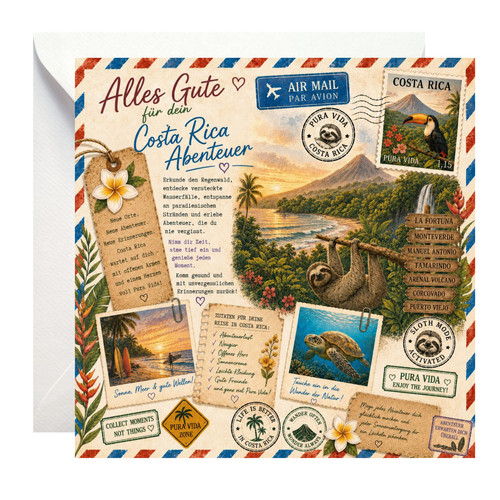 Costa rica karte geschenk - karte,