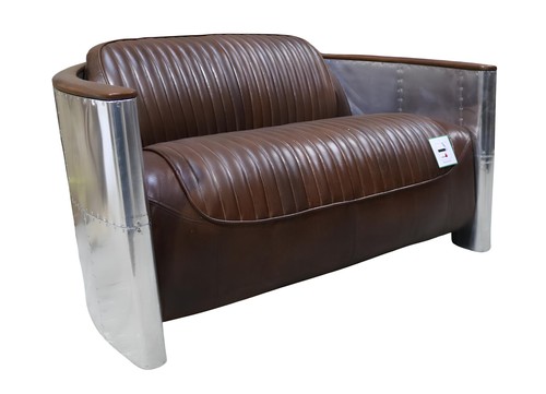 Echtleder aluminium sofa - aluminium,