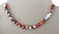 Facettiert Feuer  Achat Edelstein  kette, 10 mm    47cm .Silbe  ( KD-30 )