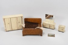 C25G08- Alte Puppenstuben Schlafzimmer Möbel Holz