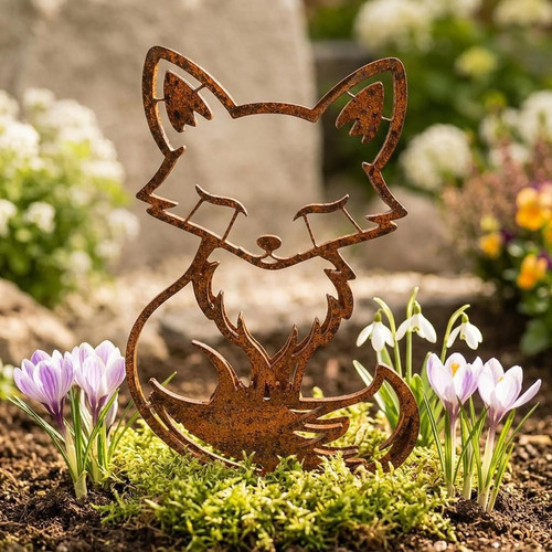 Edelrost fuchs gartenstecker - fuchs,