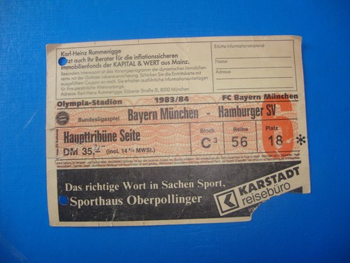Ticket fc bayern - 83/84,