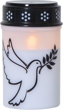 LED Grablicht Taube Grabkerze Friedenstaube 2500h Trauerkerze Friedhof 7x12cm