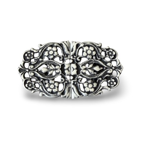 Blütenschliesse altsilber