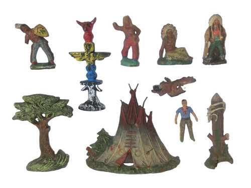 Vintage indianer figuren masse - indianer,