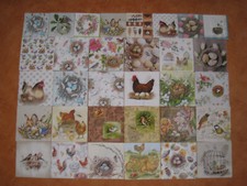 Set 32-Besten Servietten ~ NEST, Ostern, Vögel, Eier, Hasen, Hühner ~33x33+25x25