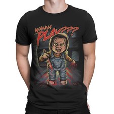  Chucky want to Play T-Shirt Horror Puppe Clown Halloween Film Movie Messer 