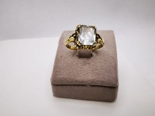 585 Gold Art Deco  Damenring Ring Aquamarin Edelstein 