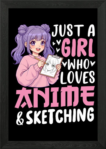 Anime girl skizze gerahmtes - anime,