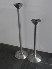 Partylite, 2 hohe Kerzenhalter, silber/Alu, 46 + 36 cm, 1-2 x benutzt