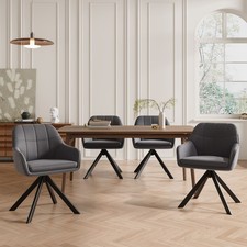 Goeurvant Esszimmerstühle 6er Set Küchenstühle Samt Drehstuhl Dunkelgrau