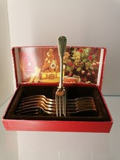 WMF 6 Kuchengabeln Chinon / Augsburger Faden hartvergoldet  vergoldet OVP