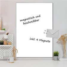 Design Glas Magnettafel WEISS Memoboard beschreibbar mit 4 Magneten Whiteboard