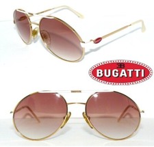 ETTORE BUGATTI SONNENBRILLE GOLD BRAUN WEIß 64319 PILOT BRILLE HERREN PARIS ETUI