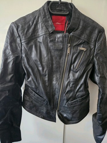 Schwarze damen lederjacke - schwarze,