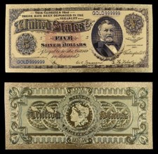 USA BANKNOTEN 1886 - 5 SILVER