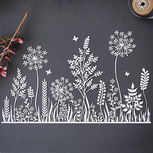 Blumen gras metall stencil - gras,