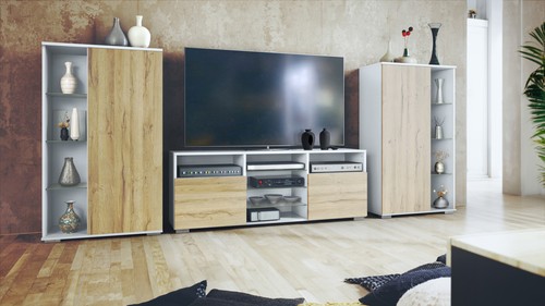 Wohnwand lowboard vitrine - wohnwand,