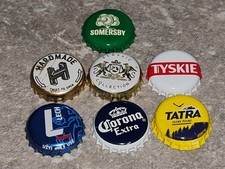 7 Kronkorken ORIGINAL Ausland Lech Hardmade Tyskie Somersby Tatra Corona