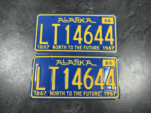 1966 alaska license plate - alaska, pair