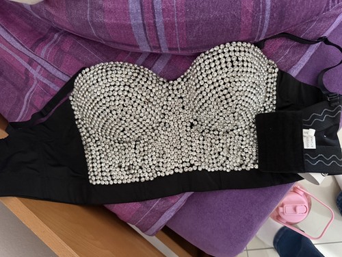 Glitzer top mit strasssteine - glitzer,