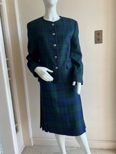 Edinburgh Made In Great Britain Größe 14 Wolle Schottenkaro Rock Kilt Anzug