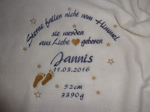 Babydecke mit namen datum - babydecke,