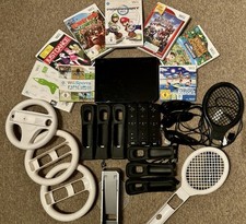 Nintendo Wii schwarz+ Mario Kart Wii &7 weitere Spiele+Zubehör Set